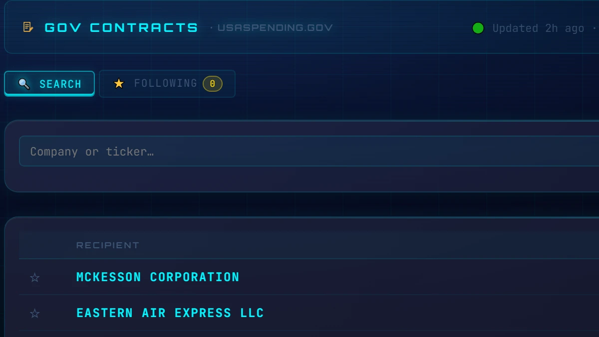 Gov Contracts: federal awards from USAspending.gov matched to public companies